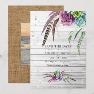 Mystieke waterverf succulenten bohemien bruiloft save the date