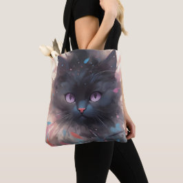 Mystieke Waterverf Zwart Kat | Cute  Kat Tote Bag