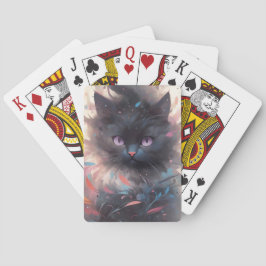 Mystieke Waterverf Zwarte Kat | Cute Kat Pokerkaarten