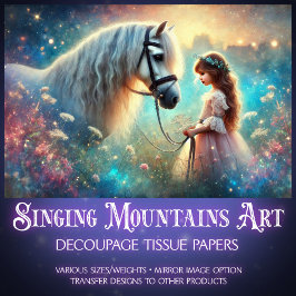 Mystieke weide paard en meisje decoupage tissuepapier