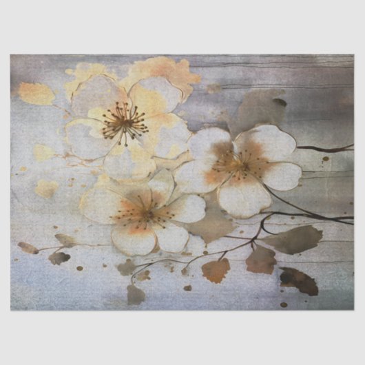 Mystieke White Poppies Decoupage Tissue Paper Tissuepapier (Voorkant)