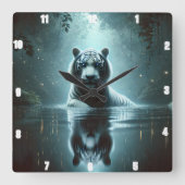 Mystieke White Tiger Forest-uurwerk Vierkante Klok (Voorkant)