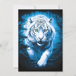 Mystieke wilde witte tijger feestdagenkaart