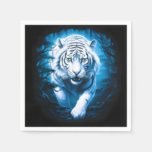 Mystieke wilde witte tijger servet (Voorkant)