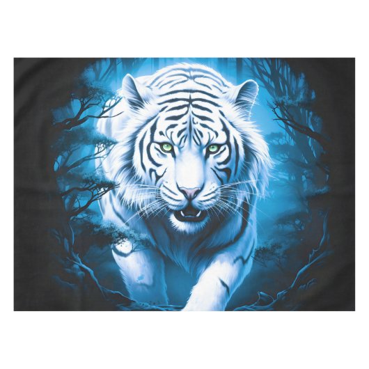 Mystieke wilde witte tijger tafelkleed (Voorkant (Horizontaal))