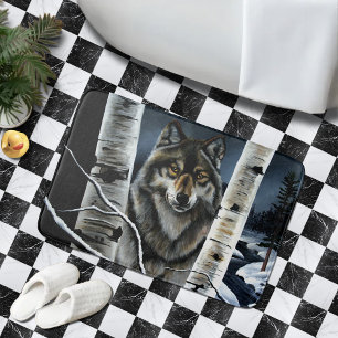 Mystieke Winter Alpha Wolf Berkenbos Wilde Dieren Badmat