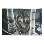 Mystieke Winter Alpha Wolf Berkenbos Wilde Dieren Kussensloop (Achterkant)