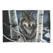 Mystieke Winter Alpha Wolf Berkenbos Wilde Dieren Kussensloop (Voorkant)