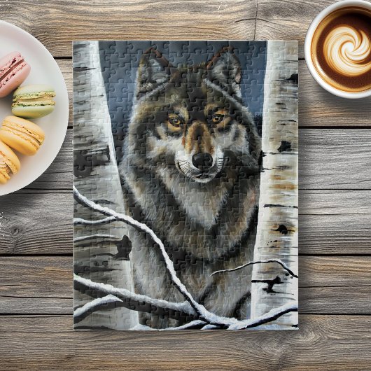 Mystieke Winter Alpha Wolf Berkenbos Wilde Dieren Legpuzzel