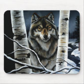 Mystieke Winter Alpha Wolf Berkenbos Wilde Dieren Muismat (Voorkant)