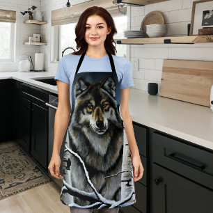 Mystieke Winter Alpha Wolf Berkenbos Wilde Dieren Schort