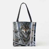 Mystieke Winter Alpha Wolf Berkenbos Wilde Dieren Tote Bag (Achterkant)