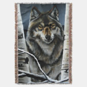 Mystieke Winter Alpha Wolf Berkenbos Wildernis Deken (Voorkant Verticaal)