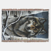 Mystieke Winter Alpha Wolf Berkenbos Wildernis Deken (Voorkant)