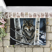 Mystieke Winter Alpha Wolf Berkenbos Wildernis Deurmat