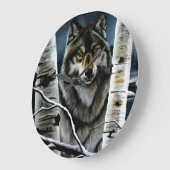 Mystieke Winter Alpha Wolf Berkenbos Wildernis Grote Klok (Hoek)