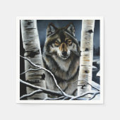 Mystieke Winter Alpha Wolf Berkenbos Wildernis Servet (Voorkant)