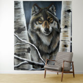 Mystieke Winter Alpha Wolf Berkene Bos Wildlife Wandkleed (In situ)