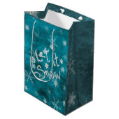 Mystieke Winter Blauw Zilveren Sneeuwvlokken Laat Medium Cadeauzakje (Voorkant Gekanteld)