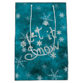 Mystieke Winter Blauw Zilveren Sneeuwvlokken Laat Medium Cadeauzakje (Achterkant)