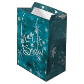 Mystieke Winter Blauw Zilveren Sneeuwvlokken Laat Medium Cadeauzakje (Achterkant Gekanteld)