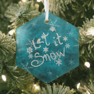 Mystieke Winter Blauwe Zilveren Sneeuwvlokken Laat Glas Ornament