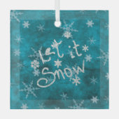 Mystieke Winter Blauwe Zilveren Sneeuwvlokken Laat Glas Ornament (Voorkant)