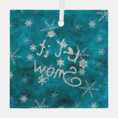 Mystieke Winter Blauwe Zilveren Sneeuwvlokken Laat Glas Ornament (Achterkant)