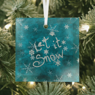 Mystieke Winter Blauwe Zilveren Sneeuwvlokken Laat Glas Ornament