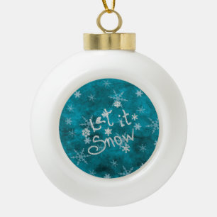Mystieke Winter Blauwe Zilveren Sneeuwvlokken Laat Keramische Bal Ornament