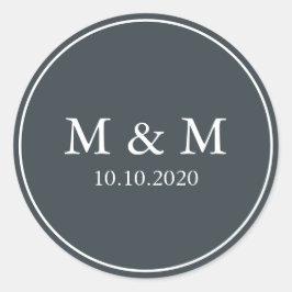 Mystieke Winter | Bruiloft Klassiek Monogram Ronde Sticker