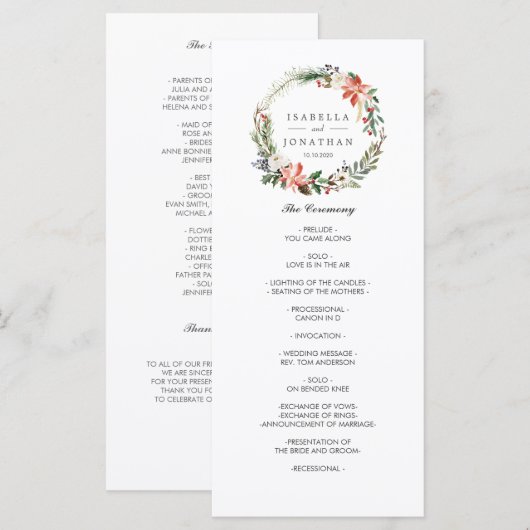 Mystieke Winter  | Modern  Trouwprogramma Programmakaart (Voorkant / Achterkant)