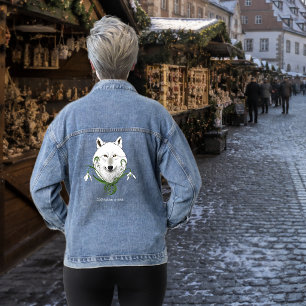 Mystieke Witte Arctische Wolf Winter Sneeuwklokje  Denim Jacket