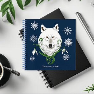 Mystieke Witte Arctische Wolf Winter Sneeuwklokje  Notitieboek