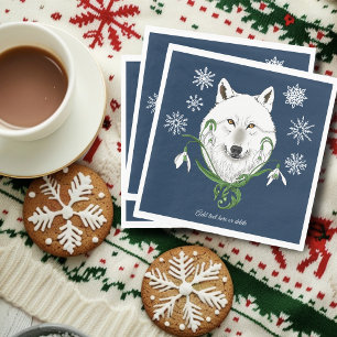 Mystieke Witte Arctische Wolf Winter Sneeuwklokje Servet