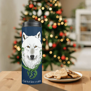 Mystieke Witte Arctische Wolf Winter Sneeuwklokje Thermosbeker