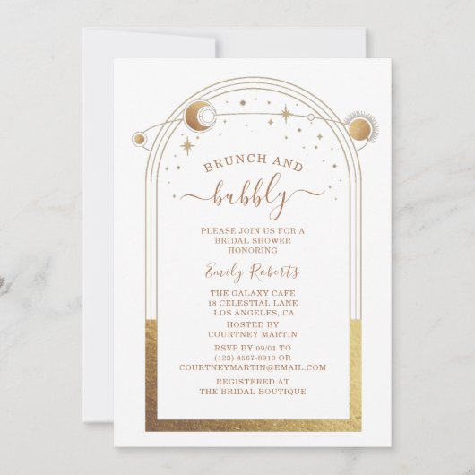 Mystieke witte gouden hemelse bruidsdouche kaart (Voorkant)