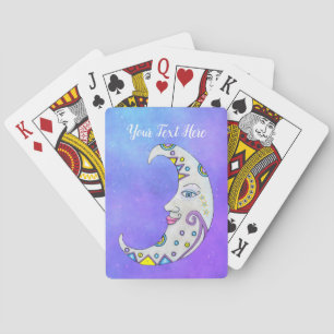 Mystieke witte halve maan met markeringen gezicht pokerkaarten