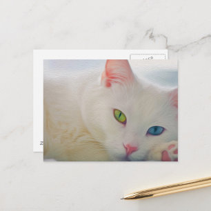 Mystieke Witte Kat Ansichtkaart Briefkaart