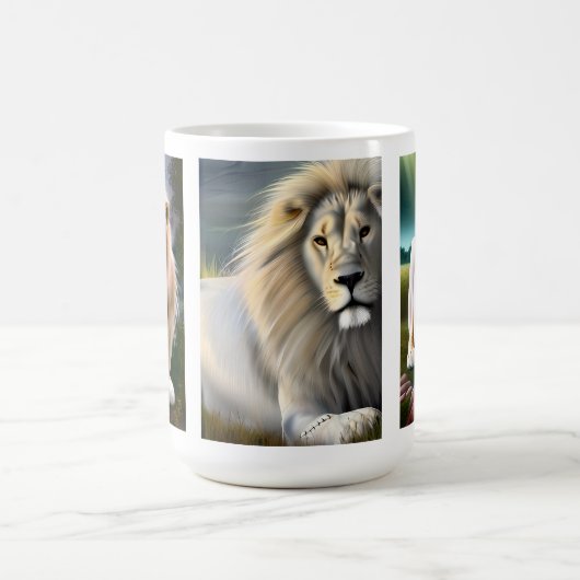 Mystieke Witte Leeuw AI Kunst Magische Mok (Midden)