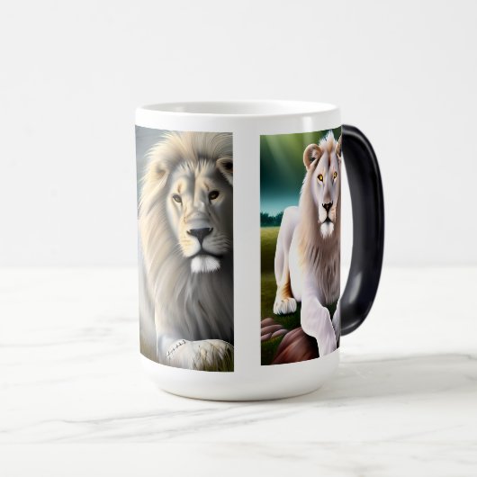 Mystieke Witte Leeuw AI Kunst Magische Mok (Voorkant rechts)