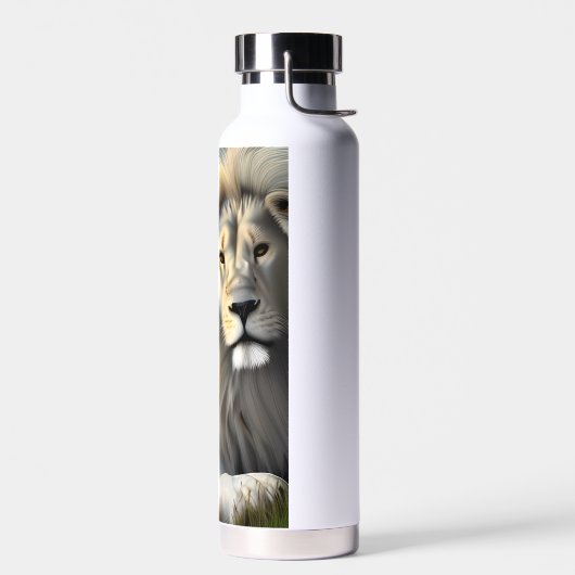 Mystieke Witte Leeuw AI Kunst Waterfles (Links)