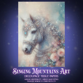 Mystieke Witte Paard Bloem Ambacht Decoupage Tissuepapier