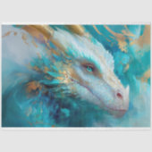 Mystieke witte teal draak decoupage  tissuepapier (Voorkant)
