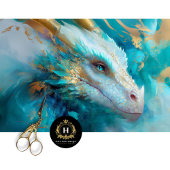 Mystieke witte teal draak decoupage  tissuepapier