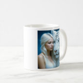 Mystieke witte tijger en mooie vrouw koffiemok (Voorkant rechts)