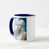 Mystieke witte tijger en mooie vrouw mok (Voorkant links)