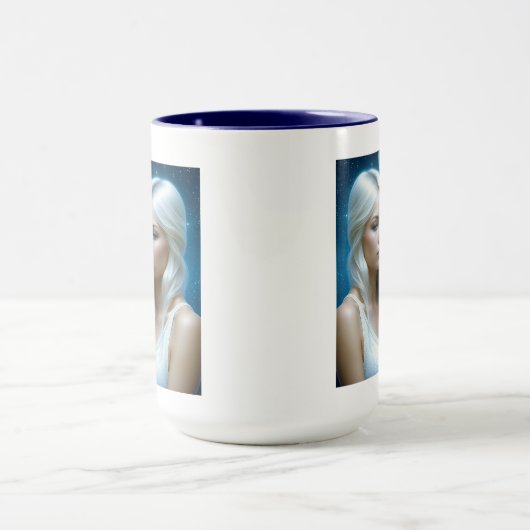 Mystieke witte tijger en mooie vrouw mok (Midden)
