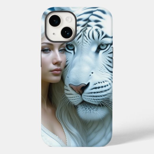 Mystieke witte tijger en vrouw Case-Mate iPhone case (Achterkant)