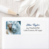 Mystieke witte tijger en vrouw etiket (Insitu)